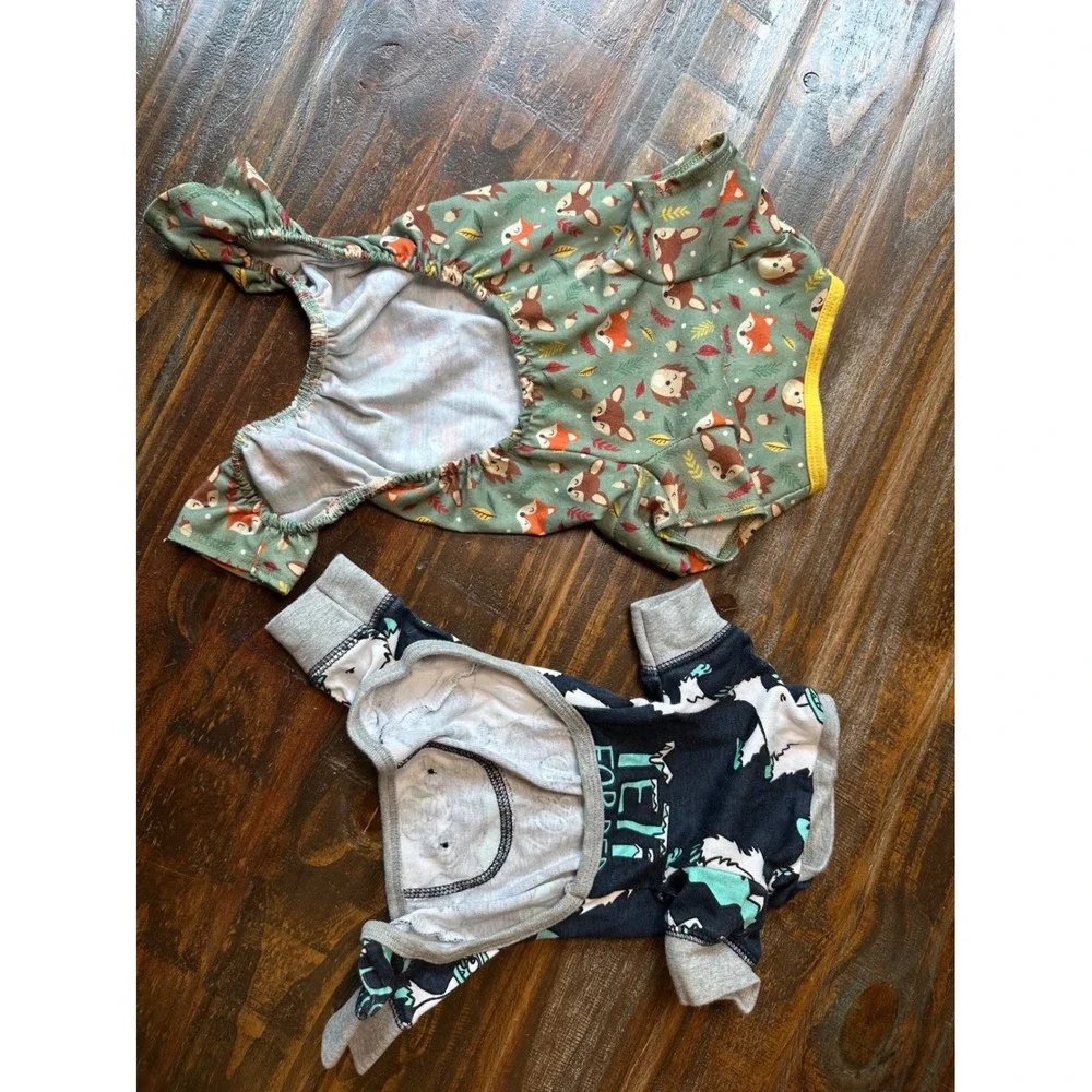 Vibrant Life &‎ Lazy One Dog Pajamas Bundle Small Woodland Yeti 2pc Set